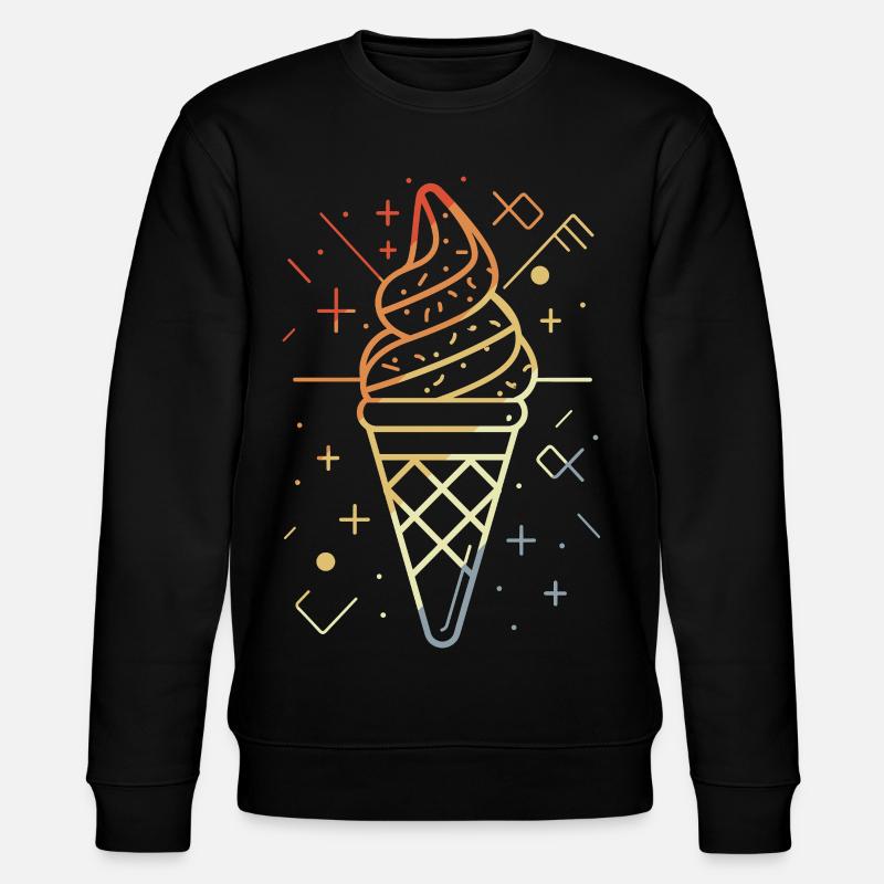 Eistüte Skizze Retro Stil - Stanley/Stella Unisex Bio-Sweatshirt CHANGER  - Schwarz