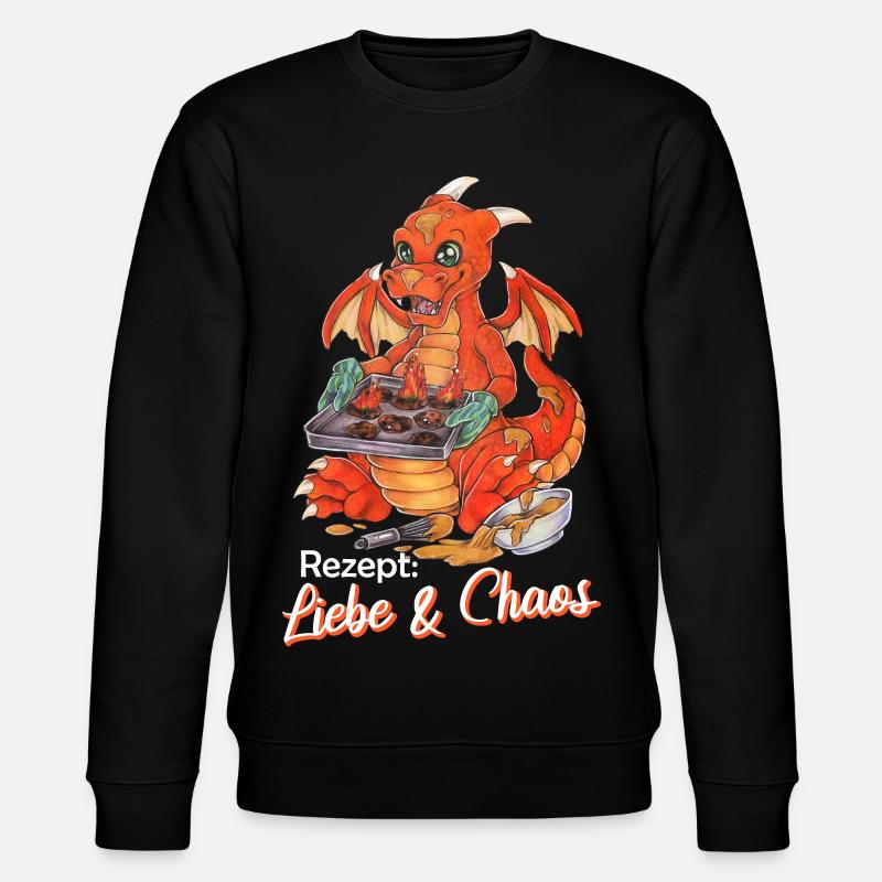 Witziger Drache Plätzchen Backen Weihnachten - Stanley/Stella Unisex Bio-Sweatshirt CHANGER  - Schwarz