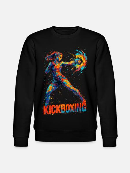 Kickboxer Cool Abstract Power Kickboxing Gift - Stanley/Stella CHANGER Unisex Organic Sweatshirt - black