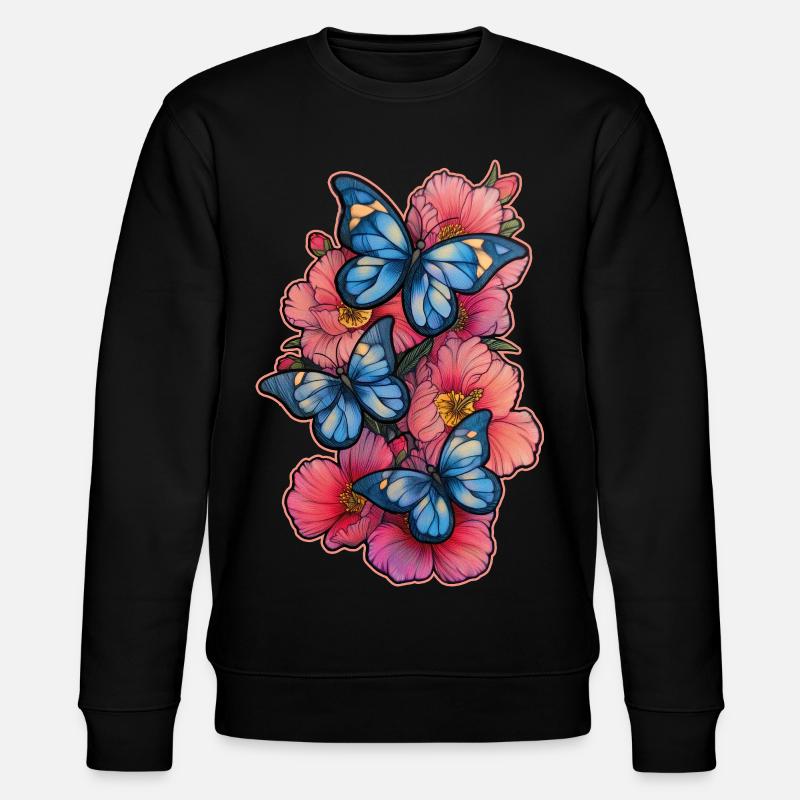 Fleur Papillon - Sweat bio CHANGER Stanley/Stella Unisexe - noir
