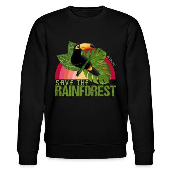 Rettet den Regenwald Umweltschutz Tukan - Stanley/Stella CHANGER Unisex Organic Sweatshirt - black - Front - Nik (191cm) & Marisol (170cm)