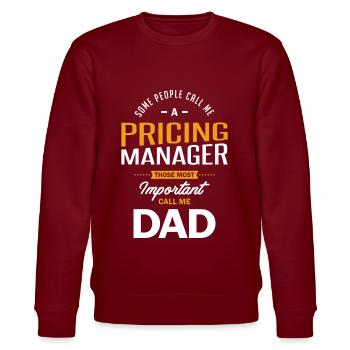 Princing Manager Die meisten nennen mich Papa - Stanley/Stella Unisex Bio-Sweatshirt CHANGER  - Burgunderrot - Vorne - Nik (191cm) & Marisol (170cm)