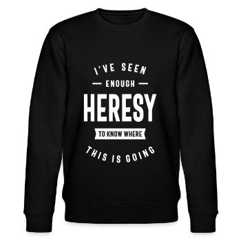 Inquisition Genug Heresy Inquisitor Meme Zitate - Stanley/Stella Unisex Bio-Sweatshirt CHANGER  - Schwarz - Vorne - Nik (191cm) & Marisol (170cm)