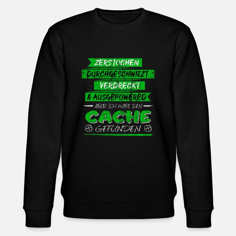 Lustiger Spruch Cache gefunden Geocaching - Stanley/Stella Unisex Bio-Sweatshirt CHANGER  - Schwarz