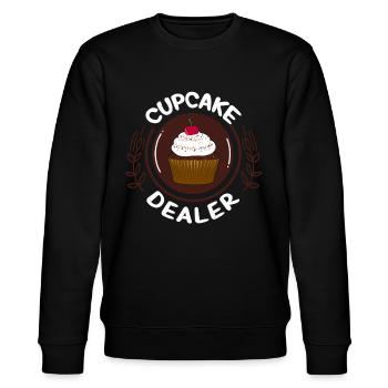 Cupcake Design für Konditor | Cupcake Dealer - Stanley/Stella Unisex Bio-Sweatshirt CHANGER  - Schwarz - Vorne - Nik (191cm) & Marisol (170cm)