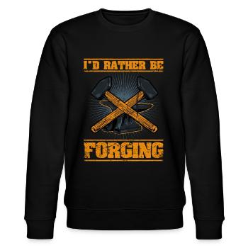 I'd Rather Be Forging Anvil Blacksmith - Stanley/Stella CHANGER Unisex Organic Sweatshirt - black - Front - Nik (191cm) & Marisol (170cm)