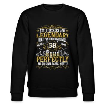 Vintage Legendary - Aged perfectly 58th birthday - Stanley/Stella CHANGER Unisex Organic Sweatshirt - black - Front - Nik (191cm) & Marisol (170cm)