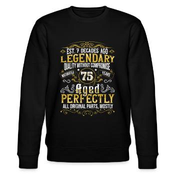Vintage Legendary - Aged perfectly 75th birthday - Stanley/Stella CHANGER Unisex Organic Sweatshirt - black - Front - Nik (191cm) & Marisol (170cm)
