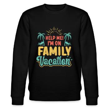 Help Me! I'm On Family Vacation - Stanley/Stella Unisex Bio-Sweatshirt CHANGER  - Schwarz - Vorne - Nik (191cm) & Marisol (170cm)