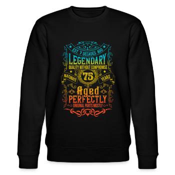 Vintage Legendary - Aged perfectly 75th birthday - Stanley/Stella CHANGER Unisex Organic Sweatshirt - black - Front - Nik (191cm) & Marisol (170cm)