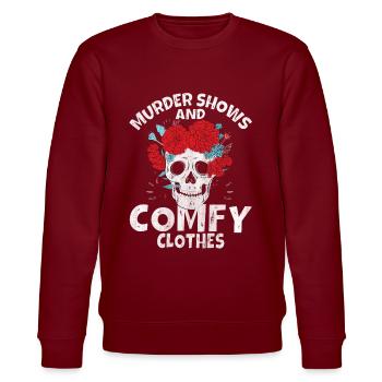 Murder Shows and Comfy Clothes - Stanley/Stella CHANGER Unisex Organic Sweatshirt - burgundy - Front - Nik (191cm) & Marisol (170cm)
