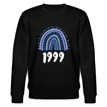 Blau Regenbogen Geburtsjahr Jahrgang 1999 - Stanley/Stella Unisex Bio-Sweatshirt CHANGER  - Schwarz - Vorne - Nik (191cm) & Marisol (170cm)