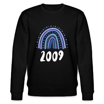 Blue Rainbow Birth Year Vintage 2009 - Stanley/Stella CHANGER Unisex Organic Sweatshirt - black - Front - Nik (191cm) & Marisol (170cm)