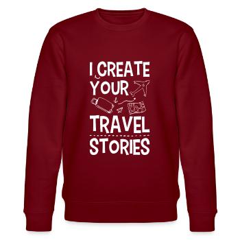 I Create Your Travel Stories Reisebüro - Stanley/Stella Unisex Bio-Sweatshirt CHANGER  - Burgunderrot - Vorne - Nik (191cm) & Marisol (170cm)
