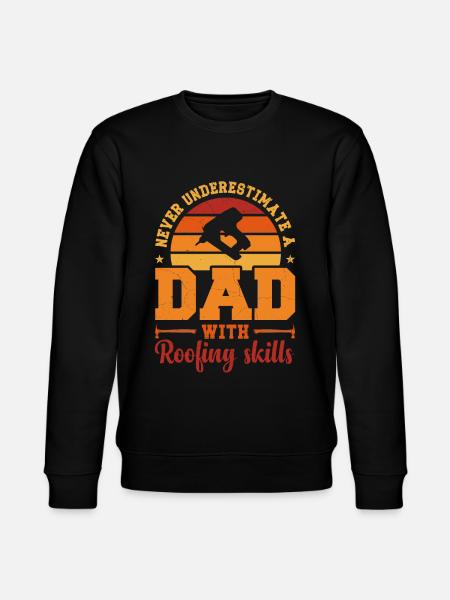 Husband Dad Hero Retro Roofer - Stanley/Stella CHANGER Unisex Organic Sweatshirt - black