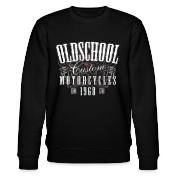 Custom Biker Oldschool Motorcycle - Stanley/Stella CHANGER Unisex Organic Sweatshirt - black - Front - Nik (191cm) & Marisol (170cm)