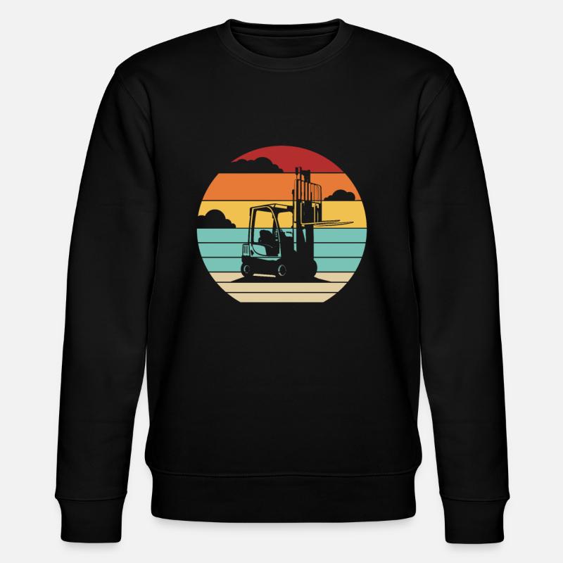 Retro Teleskoplader Gabelstaplerfahrer - Stanley/Stella Unisex Bio-Sweatshirt CHANGER  - Schwarz