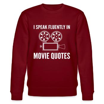 Cooler Filmemacher Filmkritik - Stanley/Stella Unisex Bio-Sweatshirt CHANGER  - Burgunderrot - Vorne - Nik (191cm) & Marisol (170cm)