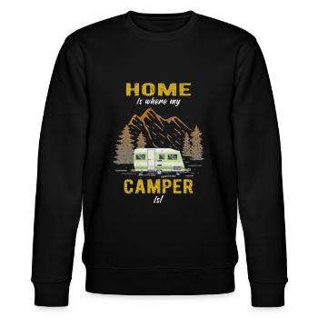 La maison est l’endroit où mon camping-car est Caravan Camping - Sweat bio CHANGER Stanley/Stella Unisexe - noir - Devant - Nik (191cm) & Marisol (170cm)