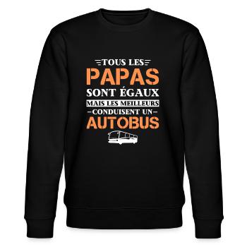 Chauffeur de bus Cadeau Papa Autobus - Sweat bio CHANGER Stanley/Stella Unisexe - noir - Devant - Nik (191cm) & Marisol (170cm)