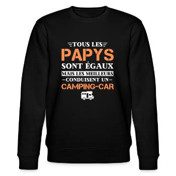 Idee Cadeau Papy Camping Car Fete des GrandPere - Sweat bio CHANGER Stanley/Stella Unisexe - noir - Devant - Nik (191cm) & Marisol (170cm)