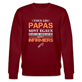 infirmier cadeau homme meilleur papa - Sweat bio CHANGER Stanley/Stella Unisexe - bordeaux - Devant - Nik (191cm) & Marisol (170cm)