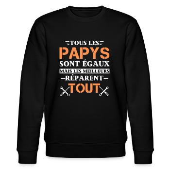 cadeau papy humour bricoleur - Sweat bio CHANGER Stanley/Stella Unisexe - noir - Devant - Nik (191cm) & Marisol (170cm)
