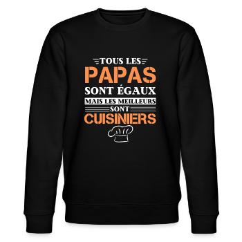 Cuisinier Cadeau Papa Chef Cuisine - Sweat bio CHANGER Stanley/Stella Unisexe - noir - Devant - Nik (191cm) & Marisol (170cm)