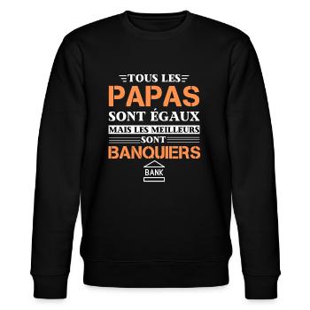 Banquier Cadeau homme meilleur papa - Sweat bio CHANGER Stanley/Stella Unisexe - noir - Devant - Nik (191cm) & Marisol (170cm)
