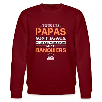 Banquier Cadeau homme meilleur papa - Sweat bio CHANGER Stanley/Stella Unisexe - bordeaux - Devant - Nik (191cm) & Marisol (170cm)