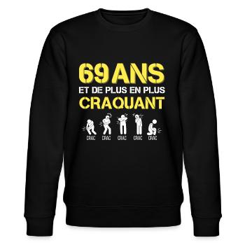 t-shirt humour 69ans anniversaire - Sweat bio CHANGER Stanley/Stella Unisexe - noir - Devant - Nik (191cm) & Marisol (170cm)