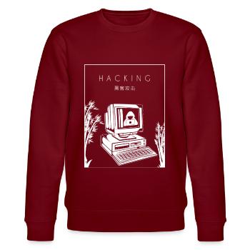 Hacking Chinese Hanzi Social Engineering Phishing - Stanley/Stella Unisex Bio-Sweatshirt CHANGER  - Burgunderrot - Vorne - Nik (191cm) & Marisol (170cm)