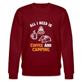 Coffee and Camping Glamping Campingplatz Zelten - Stanley/Stella Unisex Bio-Sweatshirt CHANGER  - Burgunderrot - Vorne - Nik (191cm) & Marisol (170cm)