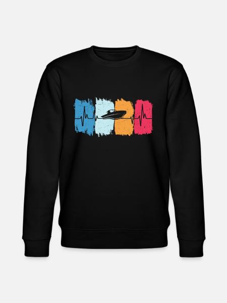 Retro hjerteslag motorbåd motorbåd - Stanley/Stella økologisk unisex-sweatshirt CHANGER  - sort