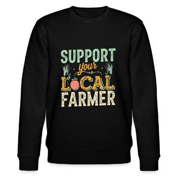 Support Your Local Farmer Bauer Landwirt - Stanley/Stella Unisex Bio-Sweatshirt CHANGER  - Schwarz - Vorne - Nik (191cm) & Marisol (170cm)