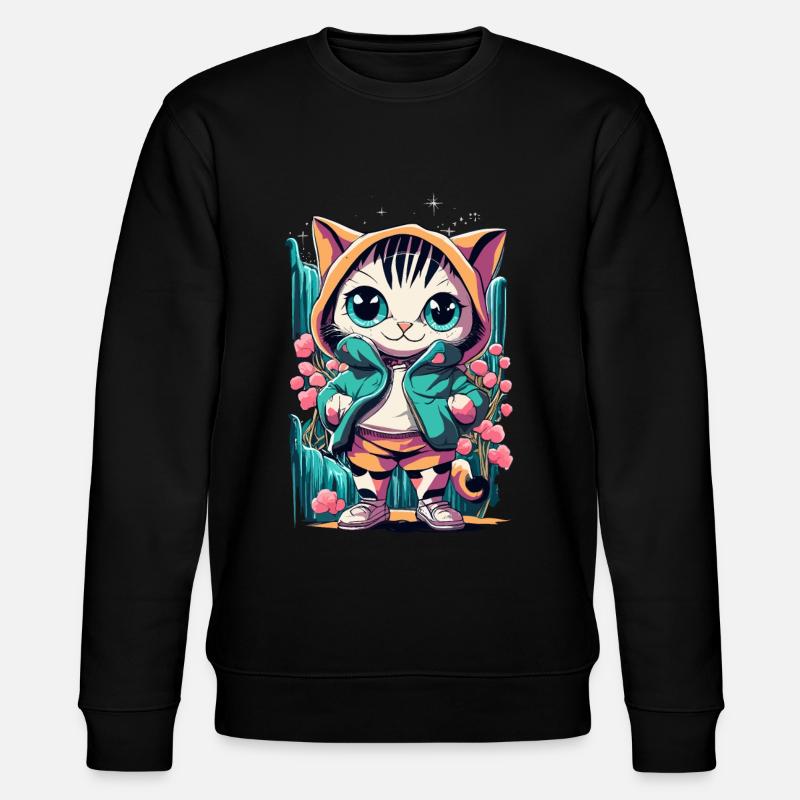 süßes Kawaii Kätzchen Japan - Stanley/Stella Unisex Bio-Sweatshirt CHANGER  - Schwarz