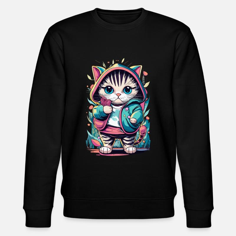 süßes Kawaii Kätzchen Japan - Stanley/Stella Unisex Bio-Sweatshirt CHANGER  - Schwarz