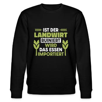 Ist der Landwirt ruiniert wird das Essen importier - Stanley/Stella Unisex Bio-Sweatshirt CHANGER  - Schwarz - Vorne - Nik (191cm) & Marisol (170cm)