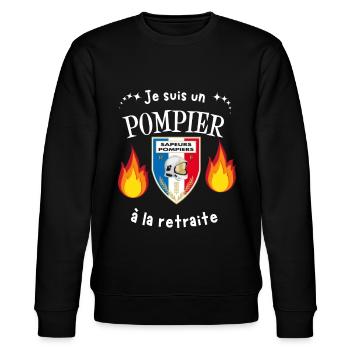 T-shirt je suis pompier a la retraite cadeau - Sweat bio CHANGER Stanley/Stella Unisexe - noir - Devant - Nik (191cm) & Marisol (170cm)