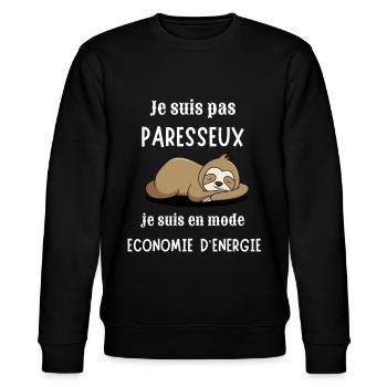 Je suis pas paresseux cadeau humour - Sweat bio CHANGER Stanley/Stella Unisexe - noir - Devant - Nik (191cm) & Marisol (170cm)