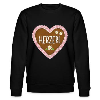Herzerl Lebkuchenherz - Stanley/Stella Unisex Bio-Sweatshirt CHANGER  - Schwarz - Vorne - Nik (191cm) & Marisol (170cm)