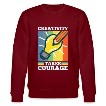 Creativity Takes Courage - Stanley/Stella Unisex Bio-Sweatshirt CHANGER  - Burgunderrot - Vorne - Nik (191cm) & Marisol (170cm)