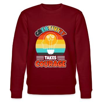 Creativity Takes Courage - Stanley/Stella Unisex Bio-Sweatshirt CHANGER  - Burgunderrot - Vorne - Nik (191cm) & Marisol (170cm)