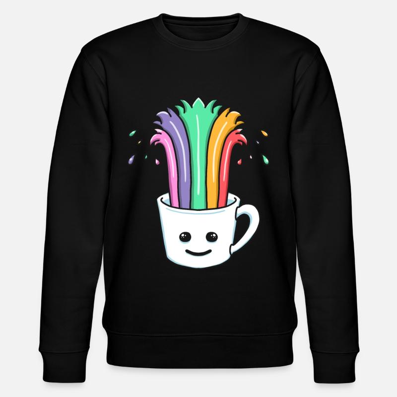 Süße Kaffee-Tasse mit Regenbogen - Stanley/Stella Unisex Bio-Sweatshirt CHANGER  - Schwarz