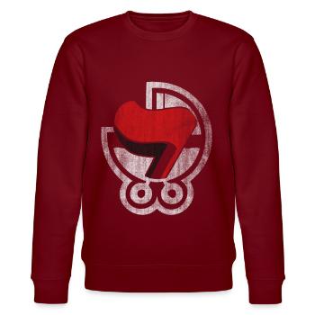 anti-fascist baby action - Stanley/Stella CHANGER Unisex Organic Sweatshirt - burgundy - Front - Nik (191cm) & Marisol (170cm)