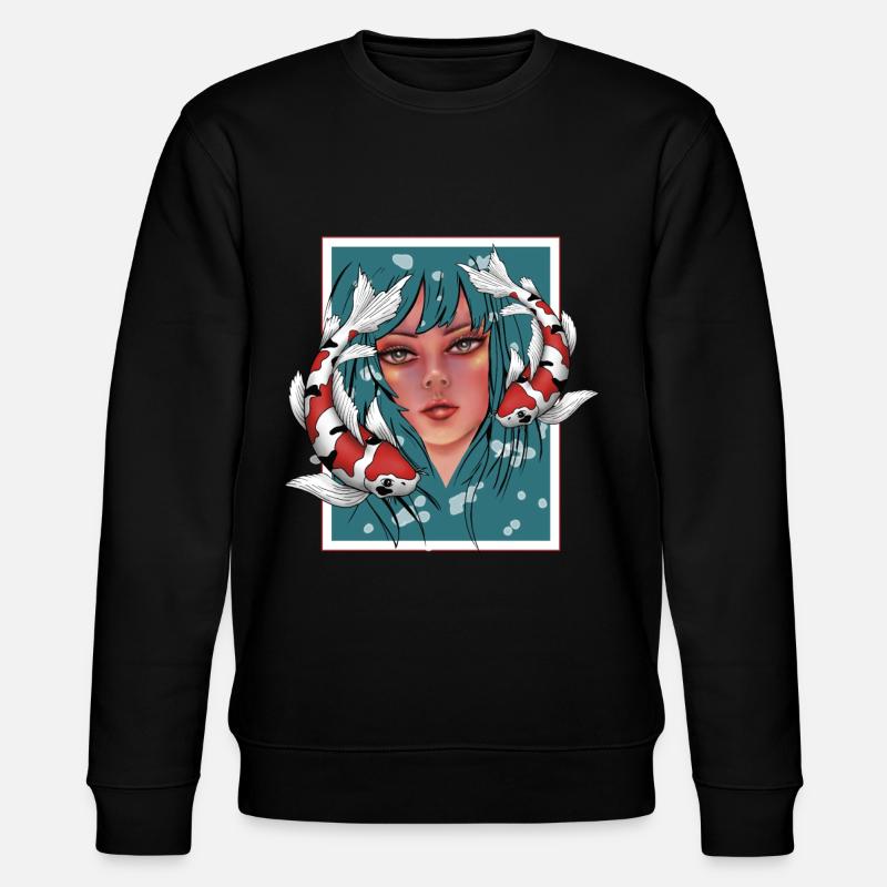Mädchen mit Koi - Stanley/Stella Unisex Bio-Sweatshirt CHANGER  - Schwarz