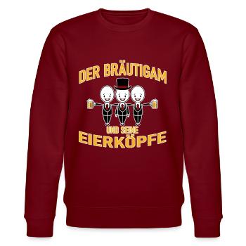 Der Bräutigam und seine Eierköpfe - Stanley/Stella Unisex Bio-Sweatshirt CHANGER  - Burgunderrot - Vorne - Nik (191cm) & Marisol (170cm)