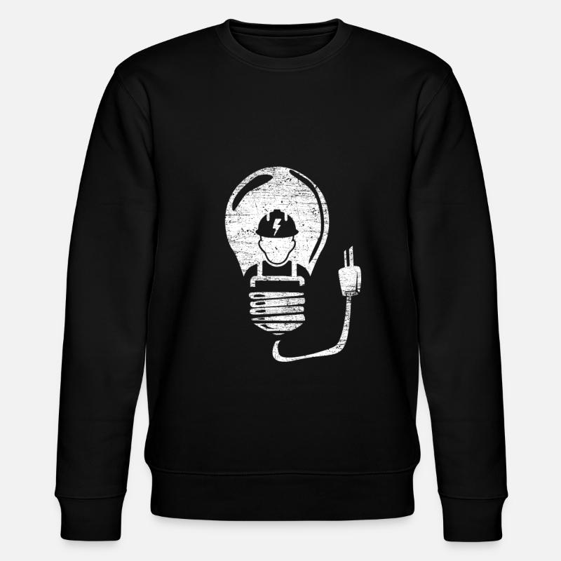 Electrician lightbulb gift - Stanley/Stella CHANGER Unisex Organic Sweatshirt - black