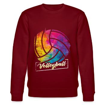 Beach Volleyball Sport Geschenk - Stanley/Stella Unisex Bio-Sweatshirt CHANGER  - Burgunderrot - Vorne - Nik (191cm) & Marisol (170cm)
