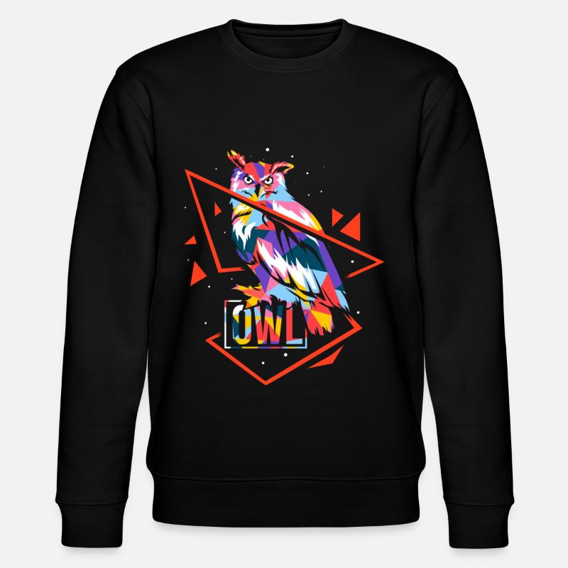 Polygon Eule - Stanley/Stella Unisex Bio-Sweatshirt CHANGER  - Schwarz